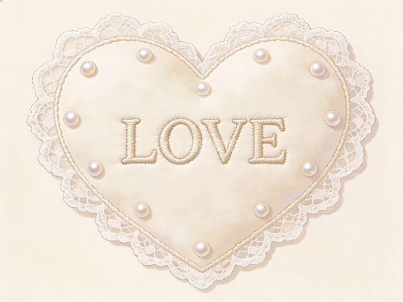 高清大图下载【趣麦麦图】心形刺绣爱字装饰图案
