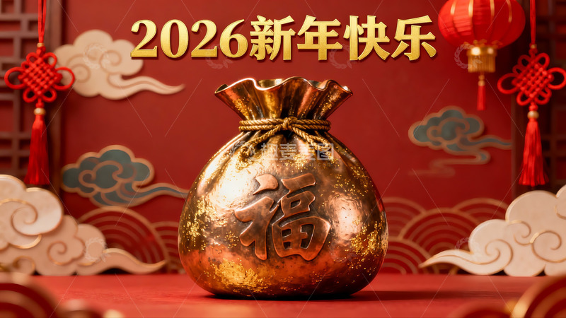 高清大图下载【趣麦麦图】新年福袋红灯笼装饰