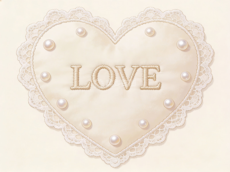 高清大图下载【趣麦麦图】心形刺绣爱字装饰