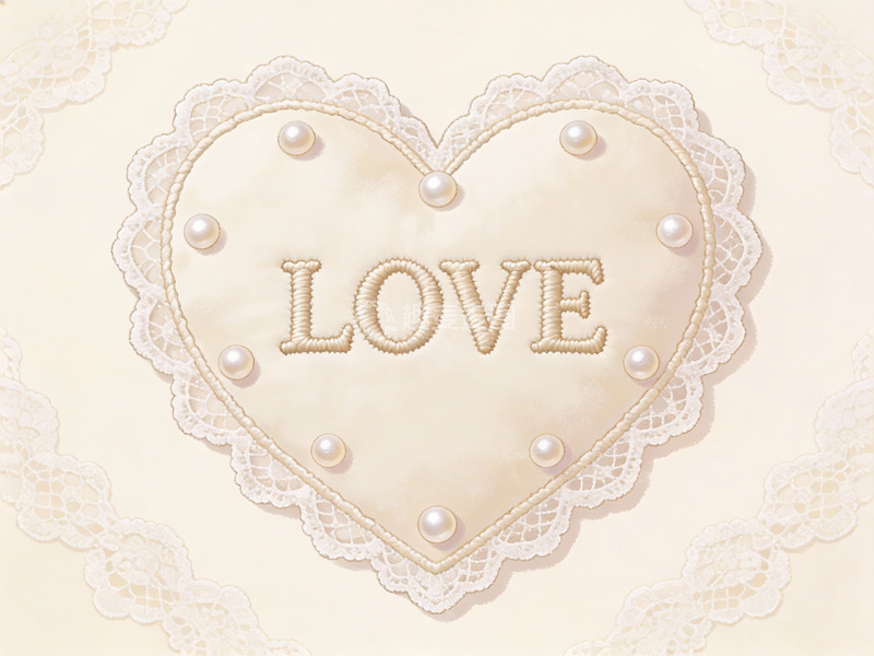 高清大图下载【趣麦麦图】心形刺绣爱字装饰图案