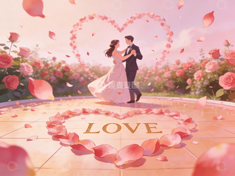 高清大图下载【趣麦麦图】情侣在花海中翩翩起舞