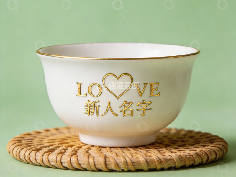 高清大图下载【趣麦麦图】金色LOVE字样陶瓷碗