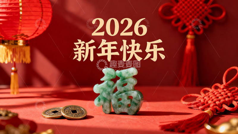 高清大图下载【趣麦麦图】新年红色装饰福字摆件
