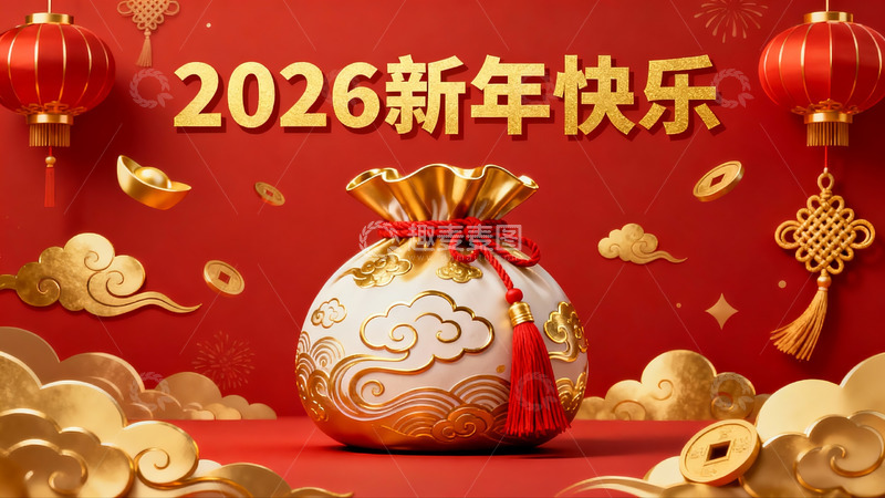 高清大图下载【趣麦麦图】2026新年红色喜庆装饰