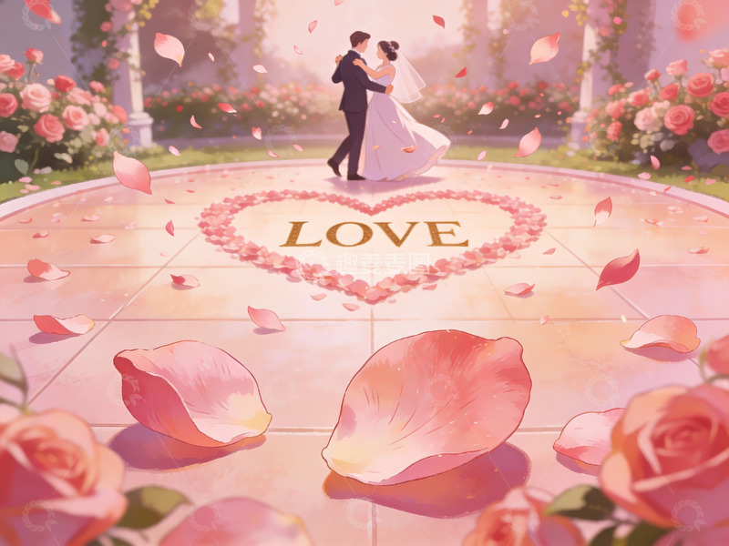 高清大图下载【趣麦麦图】情侣在花丛中翩翩起舞