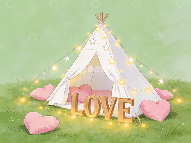 高清大图下载【趣麦麦图】爱心帐篷与灯光装饰