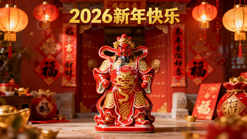 高清大图下载【趣麦麦图】新年财神像装饰场景