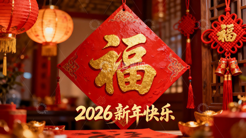 高清大图下载【趣麦麦图】新年装饰红灯笼福字