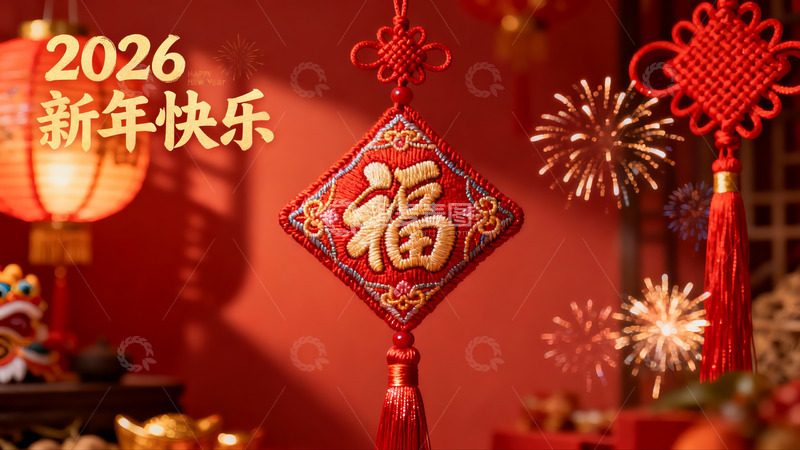 高清大图下载【趣麦麦图】新年红色挂饰烟花灯笼