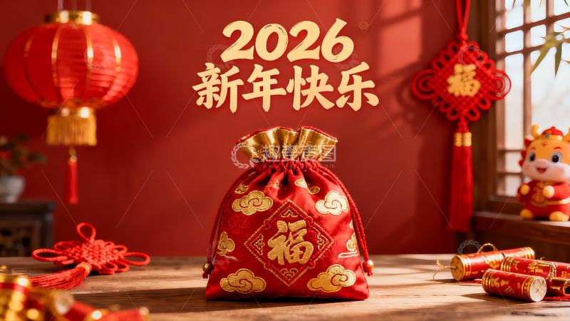 高清大图下载【趣麦麦图】新年红色装饰品摆件