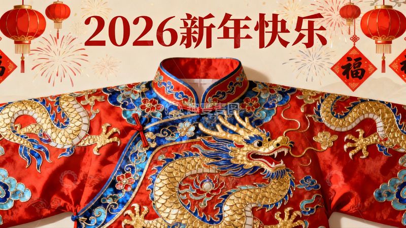 高清大图下载【趣麦麦图】红色龙袍新年装饰图