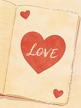 笔记本上的爱心与爱字