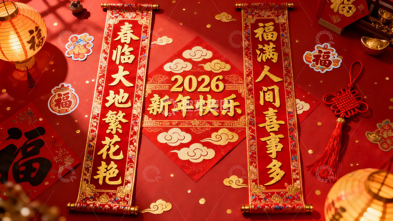 高清大图下载【趣麦麦图】春节红色装饰布置