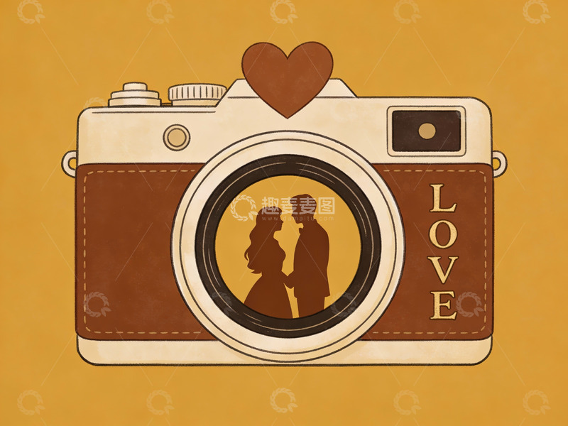 高清大图下载【趣麦麦图】相机中的情侣剪影