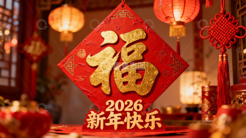 高清大图下载【趣麦麦图】新年福字挂饰与灯笼装饰