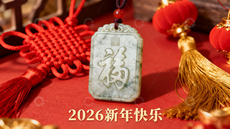 高清大图下载【趣麦麦图】新年玉佩与红色装饰品