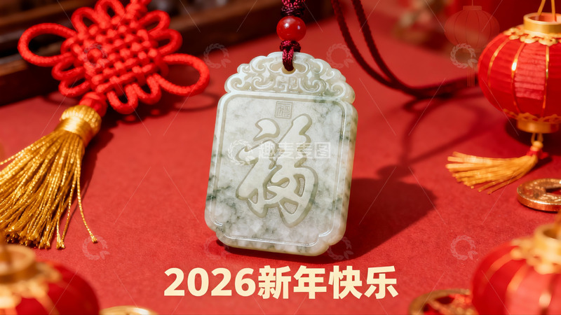 高清大图下载【趣麦麦图】新年玉佩挂饰与红色装饰
