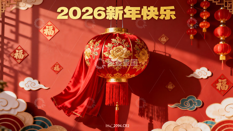 高清大图下载【趣麦麦图】新年红色灯笼装饰画面