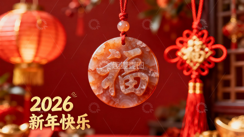高清大图下载【趣麦麦图】新年福字挂饰与红灯笼