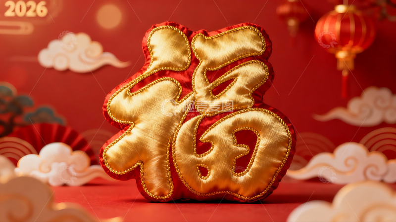 高清大图下载【趣麦麦图】红色背景福字装饰品