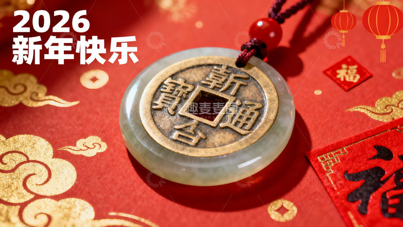 高清大图下载【趣麦麦图】新年祝福玉佩挂饰