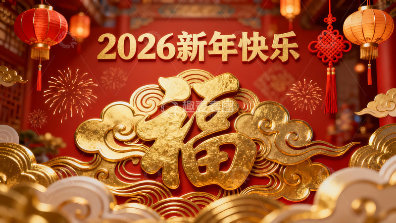 高清大图下载【趣麦麦图】新年快乐红色灯笼装饰