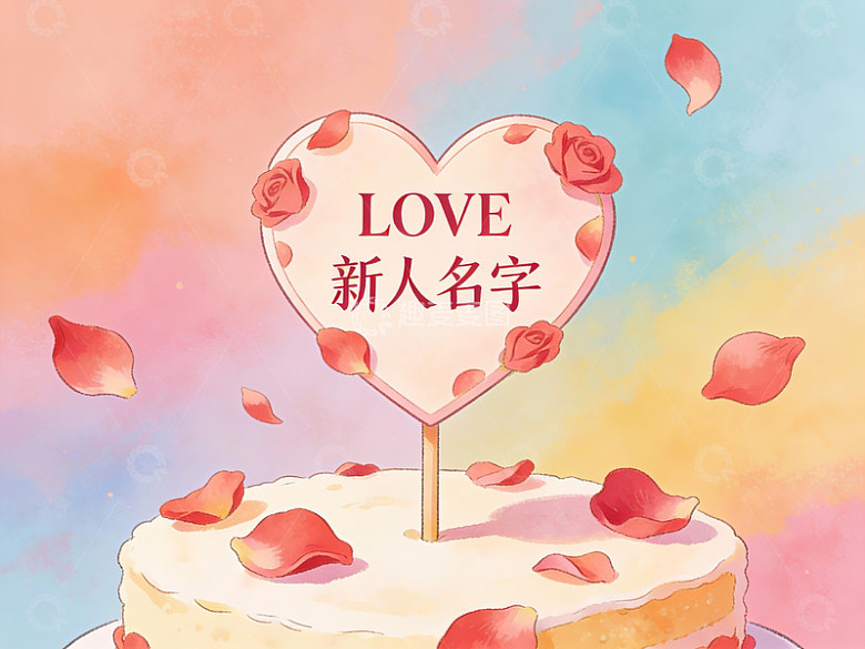 心形蛋糕上的爱情祝福