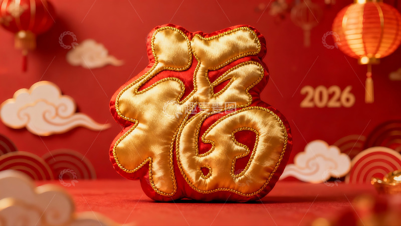 高清大图下载【趣麦麦图】红色背景福字装饰品