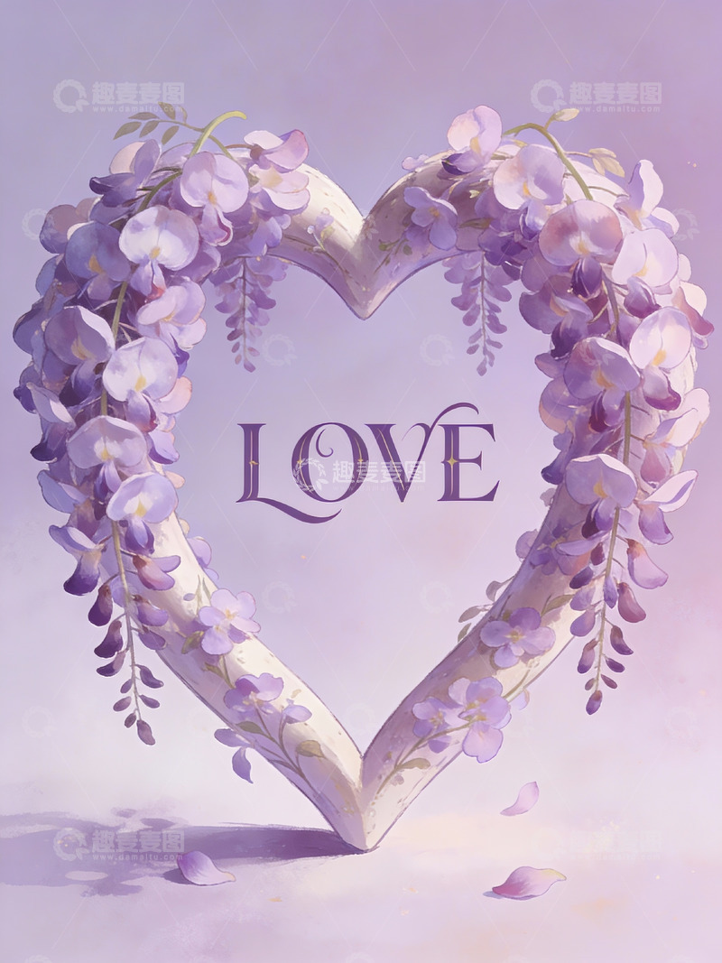 高清大图下载【趣麦麦图】紫色花环心形爱意图案