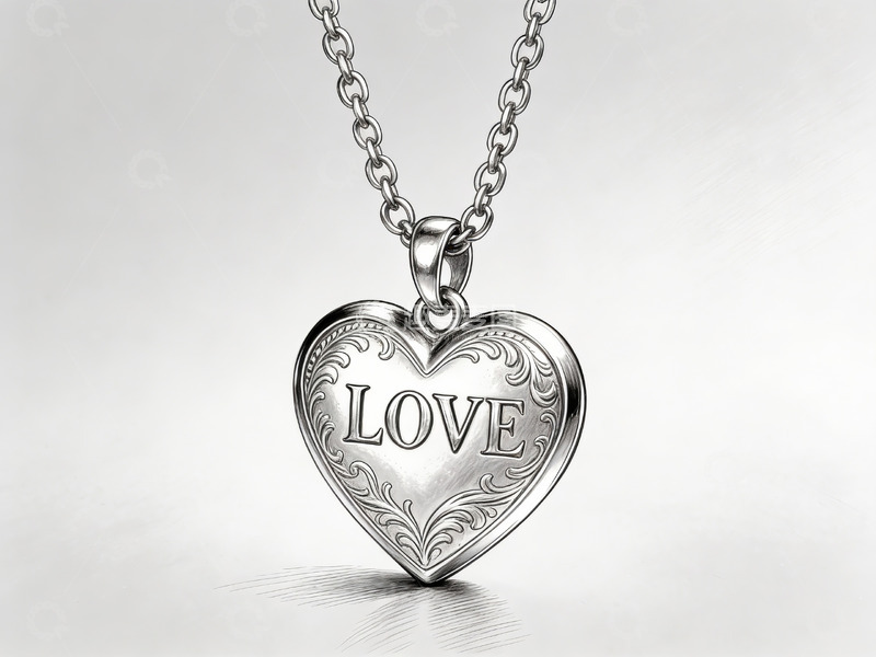 高清大图下载【趣麦麦图】心形吊坠刻有爱字