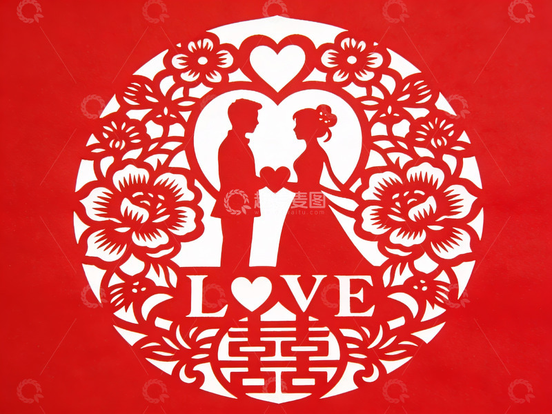 高清大图下载【趣麦麦图】剪纸风格婚礼图案