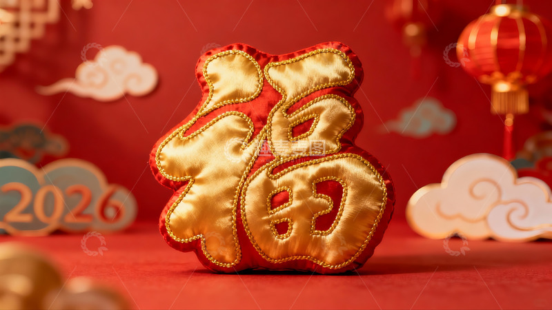 高清大图下载【趣麦麦图】红色背景福字装饰品