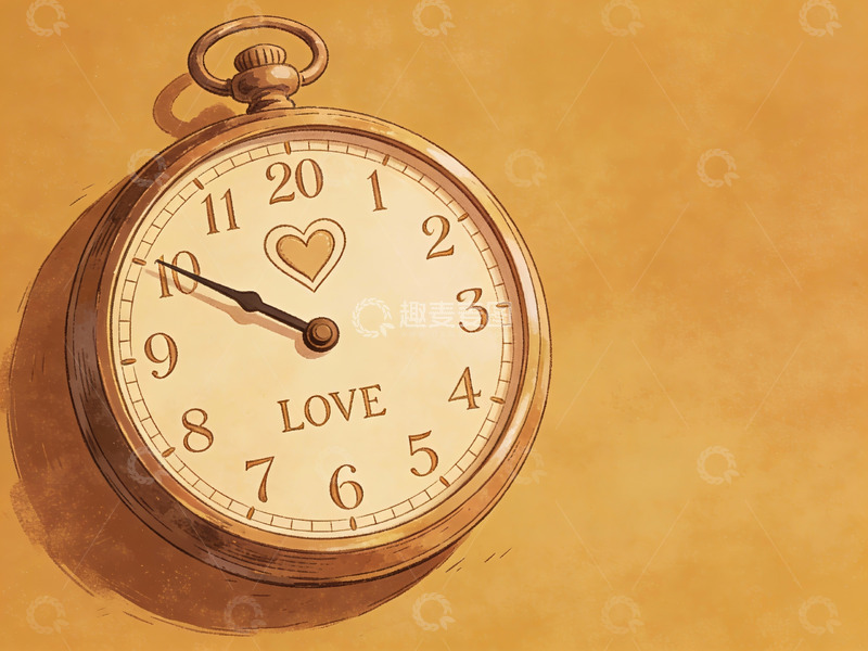 高清大图下载【趣麦麦图】怀表上的爱心与爱字
