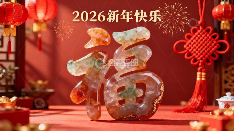 高清大图下载【趣麦麦图】新年福字摆件红色灯笼装饰