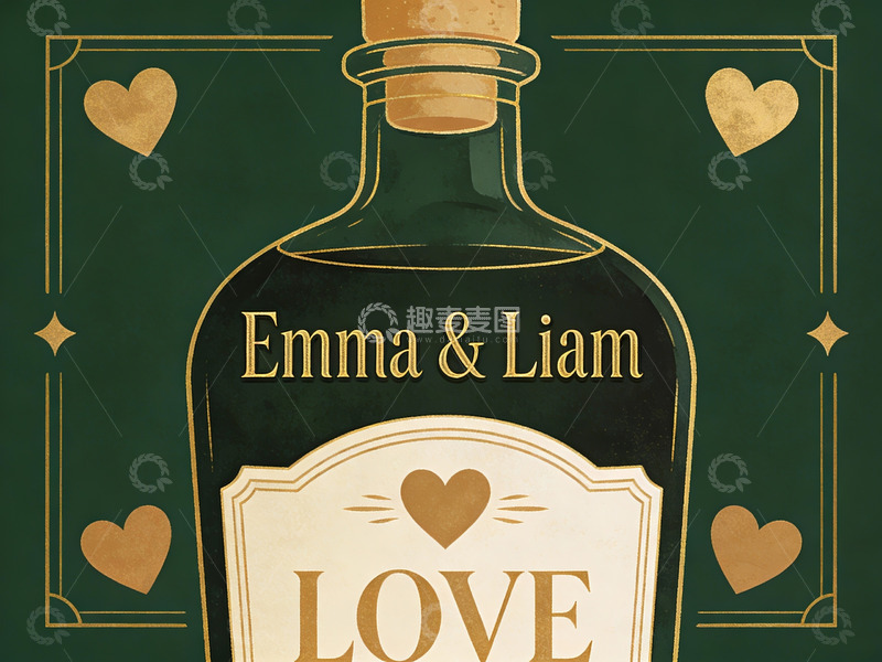 高清大图下载【趣麦麦图】爱的酒瓶插画设计