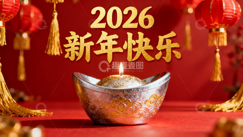高清大图下载【趣麦麦图】新年快乐2026节日装饰
