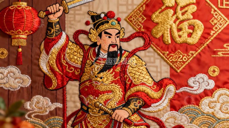 高清大图下载【趣麦麦图】精美刺绣武将图寓意吉祥