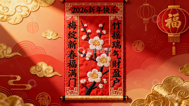新年红色卷轴挂饰