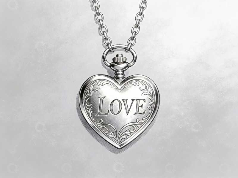 高清大图下载【趣麦麦图】心形吊坠刻有LOVE字样