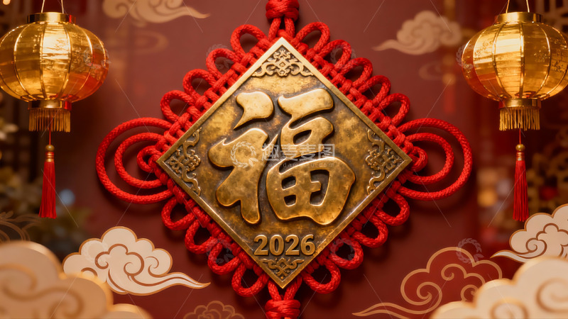 高清大图下载【趣麦麦图】春节福字挂饰与灯笼装饰