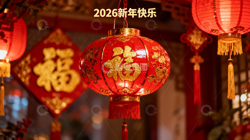 高清大图下载【趣麦麦图】新年红灯笼装饰场景