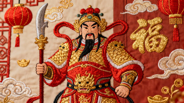 精美刺绣门神图展现传统文化