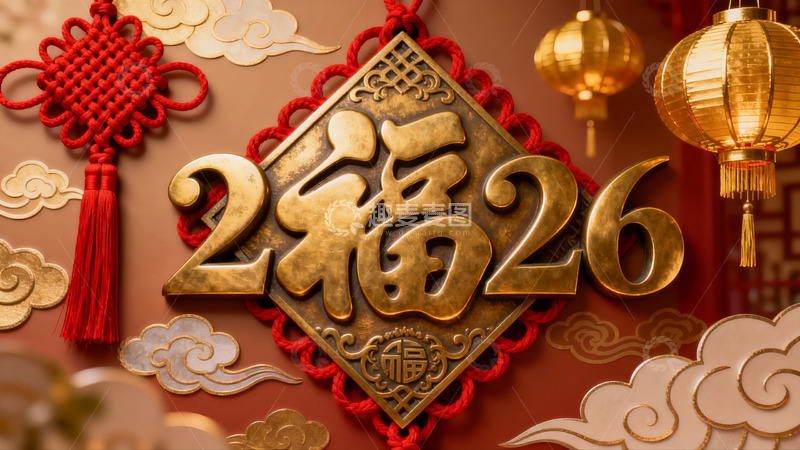 高清大图下载【趣麦麦图】春节装饰福字灯笼红绳