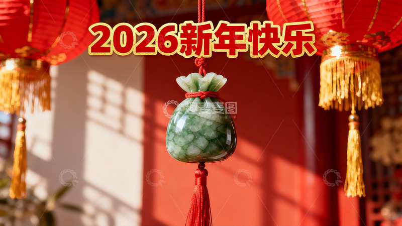 高清大图下载【趣麦麦图】新年装饰玉袋红灯笼