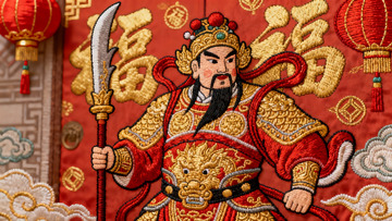 精美刺绣门神图展现传统文化