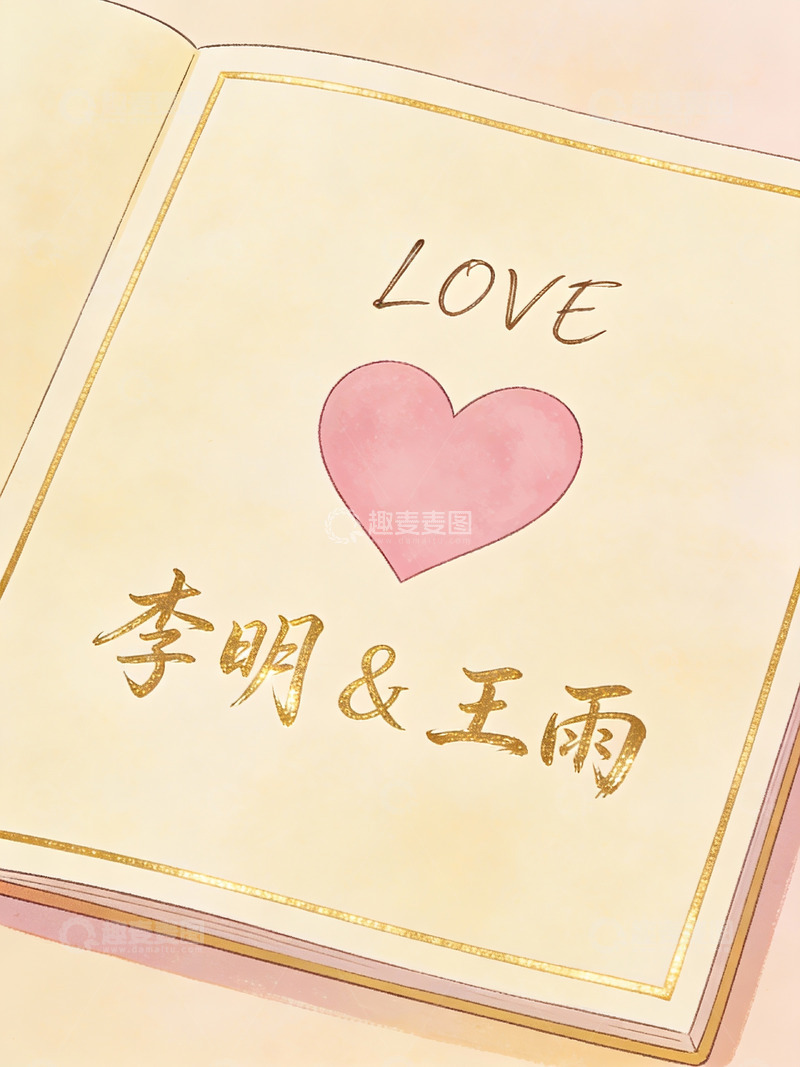 高清大图下载【趣麦麦图】爱情手账封面插画