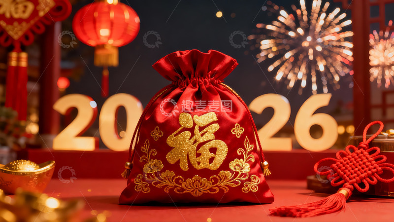 高清大图下载【趣麦麦图】新年红包烟花装饰场景