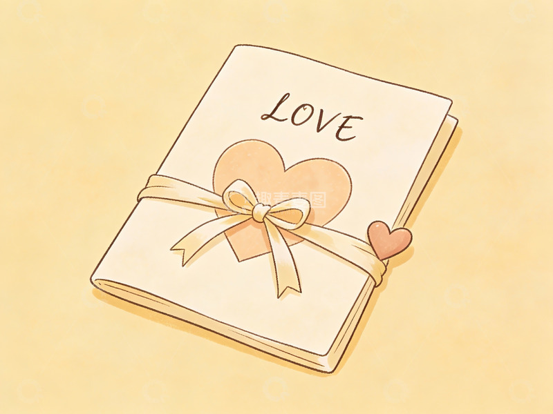 高清大图下载【趣麦麦图】爱心笔记本封面插画