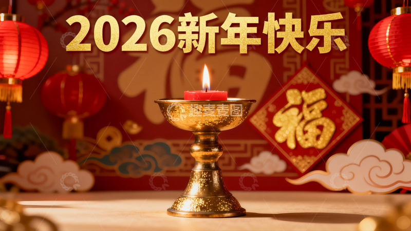 高清大图下载【趣麦麦图】新年烛光灯笼喜庆氛围