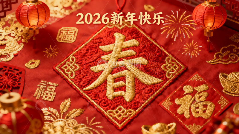 高清大图下载【趣麦麦图】新年红色装饰品与灯笼